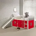 Bristol Twin Gray and White Low Loft Bed With Red Tent