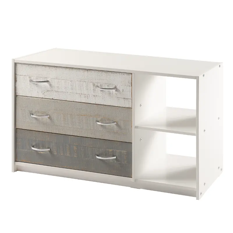 Bristol Low Loft Gray and White Chest with Shelving
