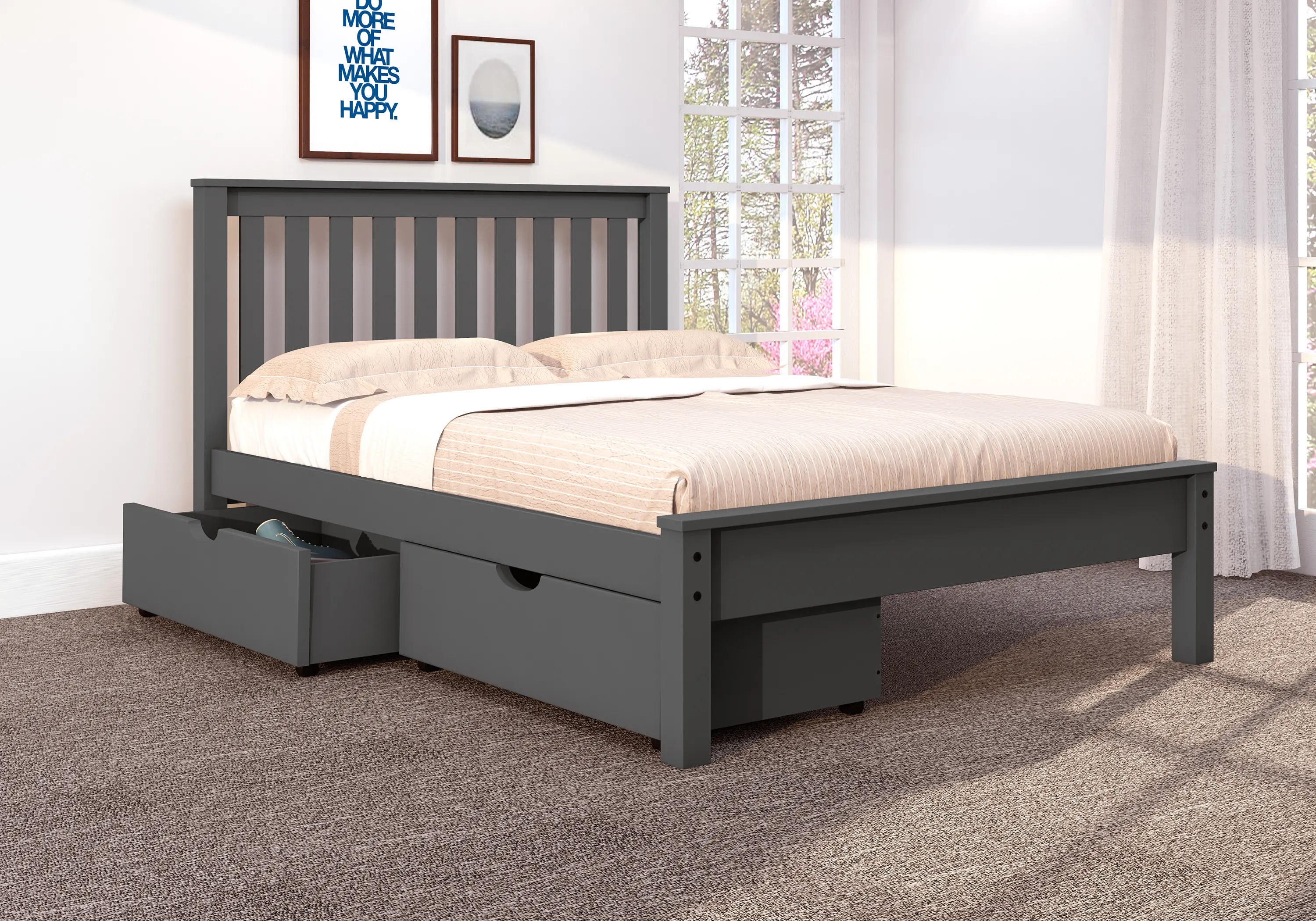 Carson Dark Gray Full Bed with Dual Underbed Drawers-2