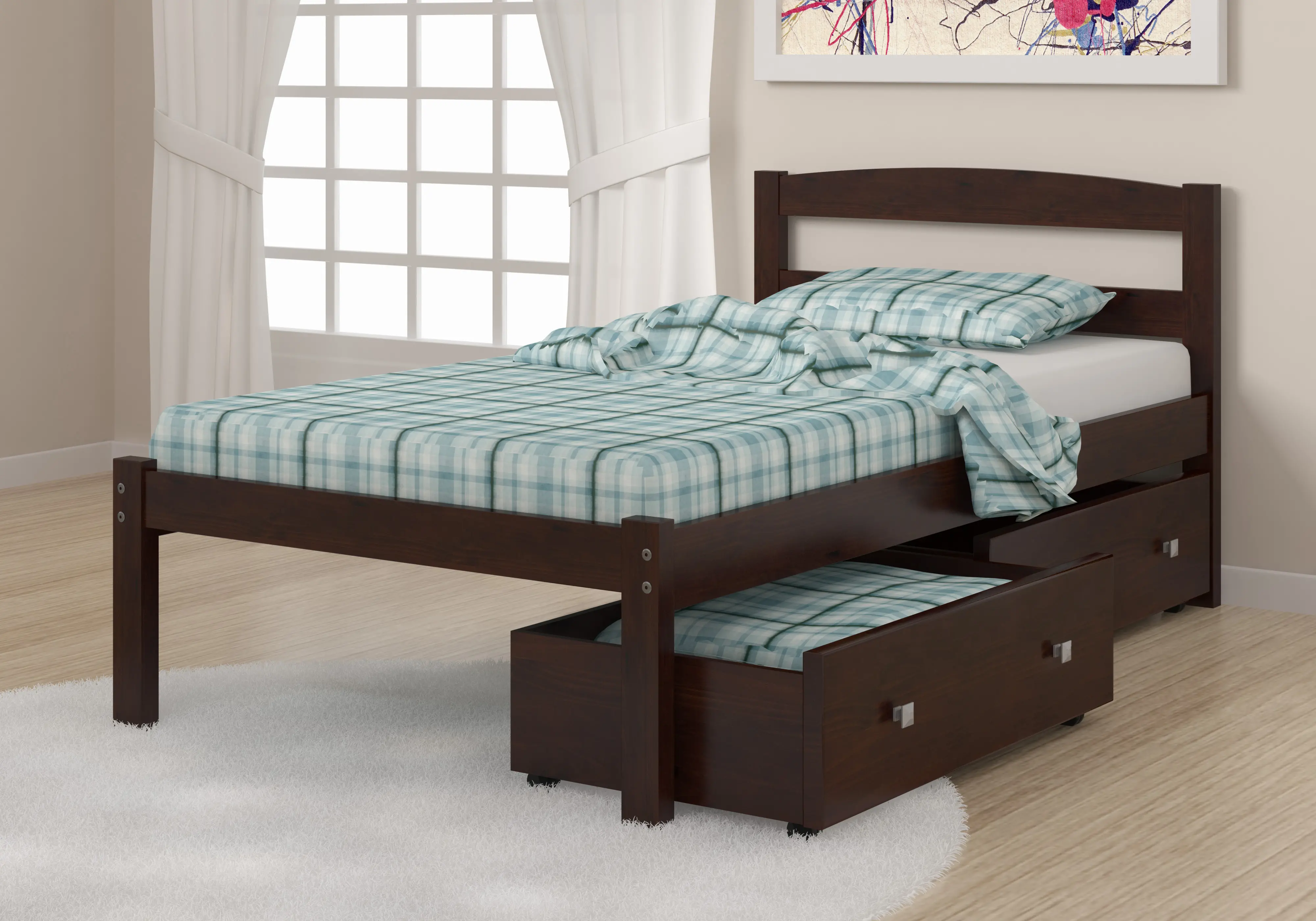 Sierra Dark Cappuccino Twin Bed with Dual Underbed Drawers-2