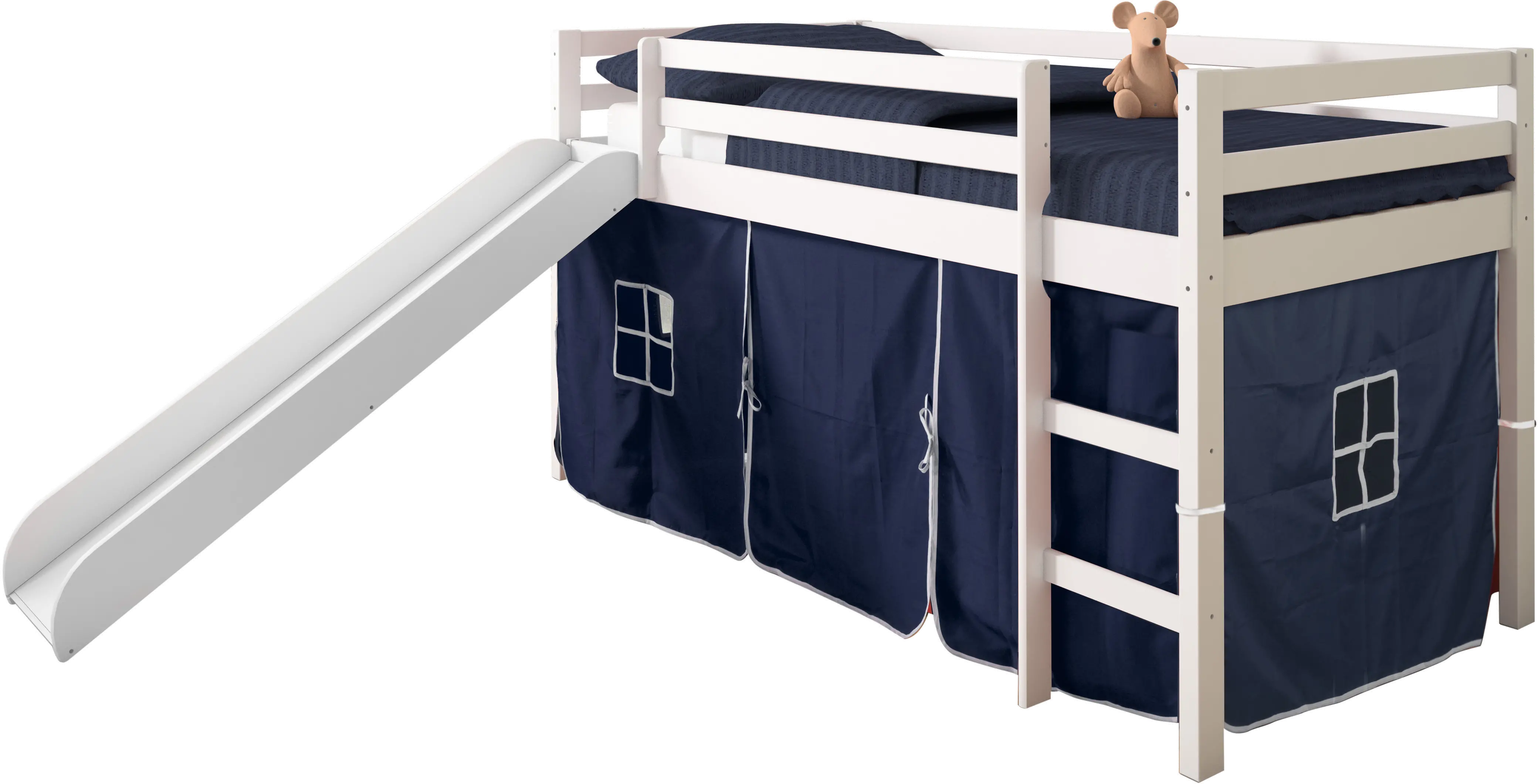 Haven White Twin Bed with Blue Tent-1