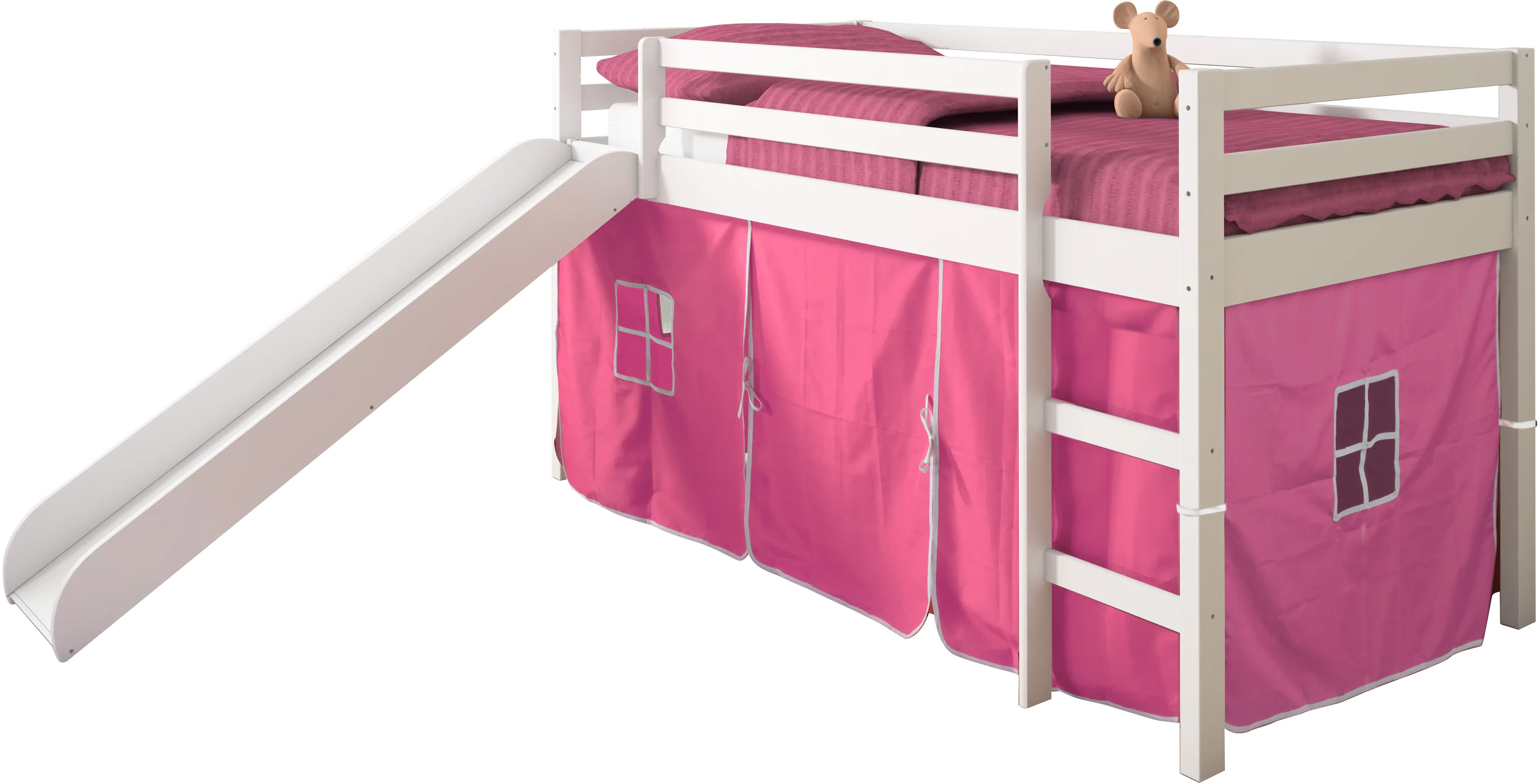 Haven White Twin Bed with Pink Tent-1