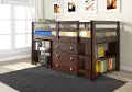 Kaycee Dark Cappuccino Twin Loft Bed with Student Desk