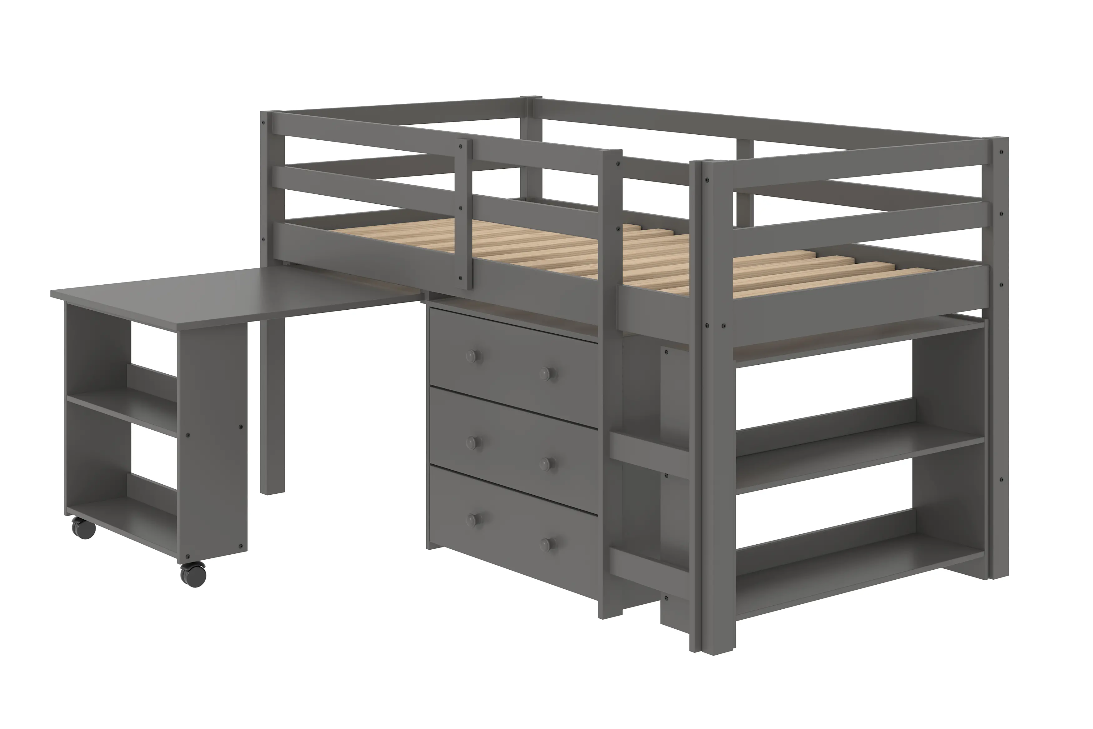 Kaycee Dark Gray Twin Loft Bed with Student Desk-3