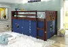 Boston Dark Brown Cappuccino Twin Loft Bed with Blue Tent