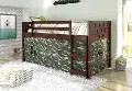 Boston Dark Brown Cappuccino Twin Loft Bed with Camo Tent