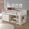 Louver White Low Loft Bed Style C