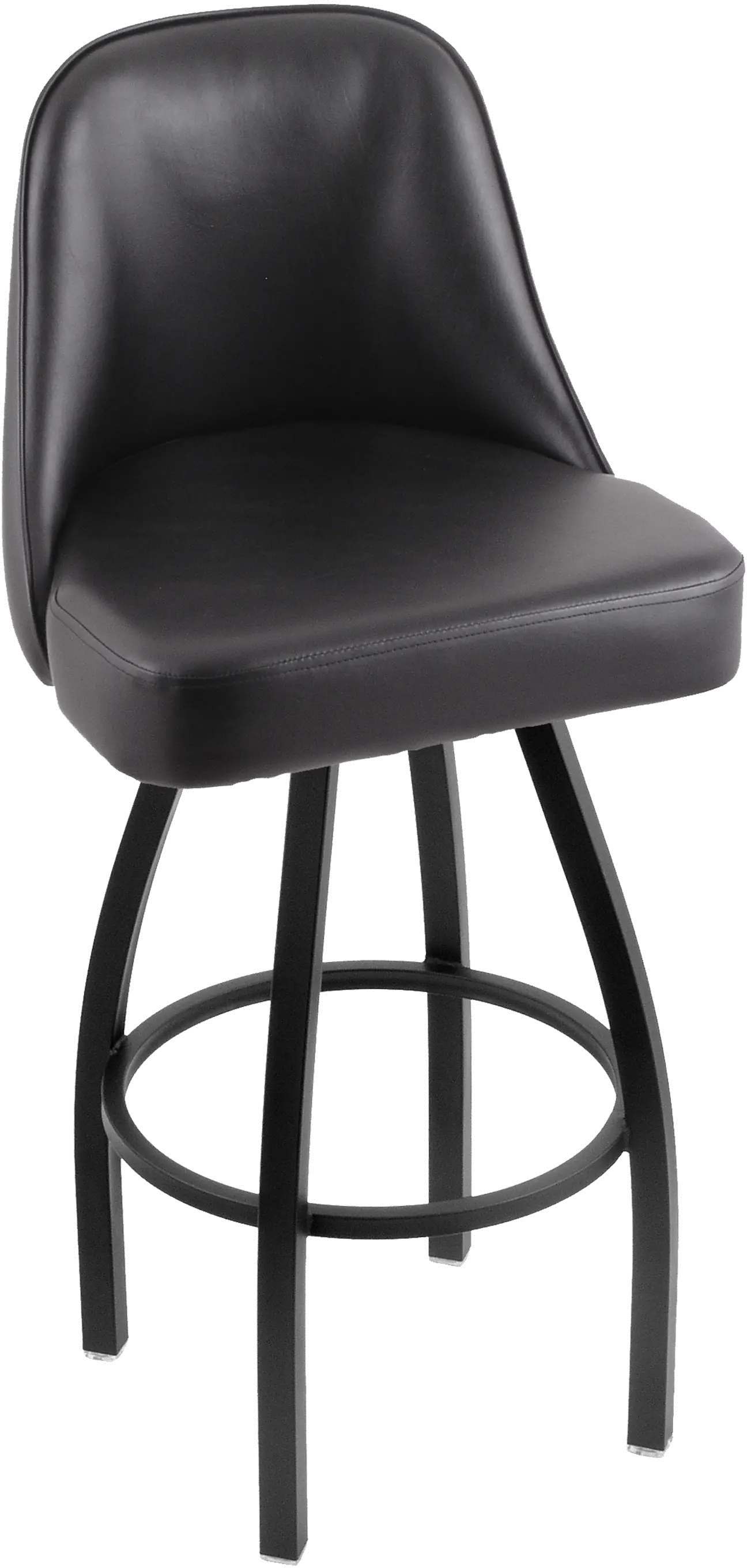 Grizzly Black Metal Upholstered Swivel Bar Stool-1