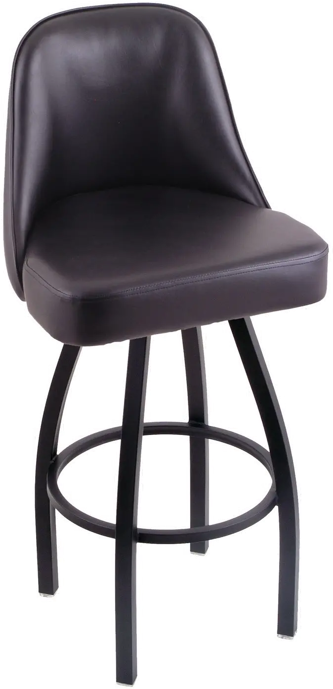 Grizzly Black Metal Upholstered Swivel Extra Tall Bar Stool-1