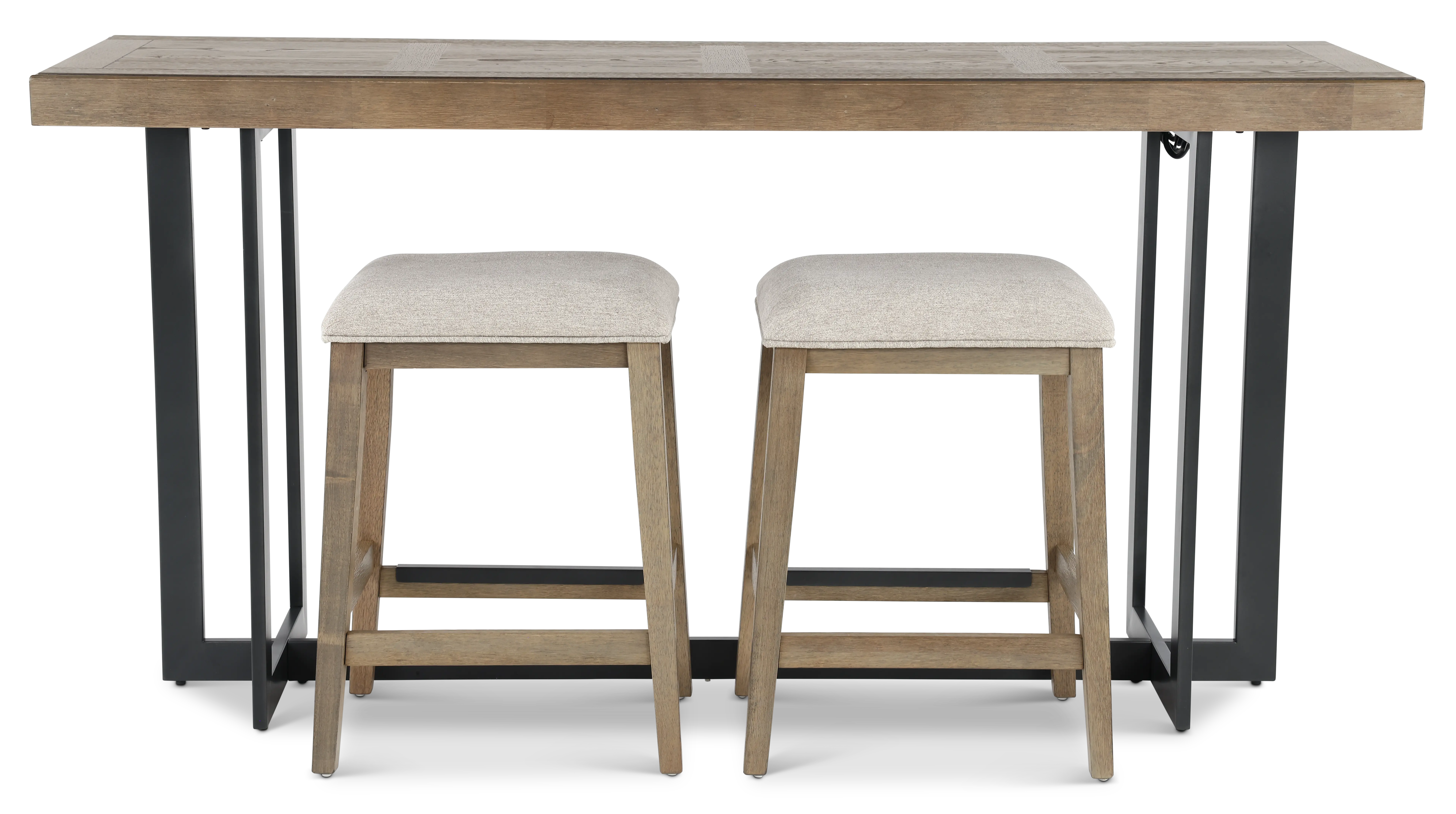 Eden Brown and Black Sofa Table with Upholstered Stools-1