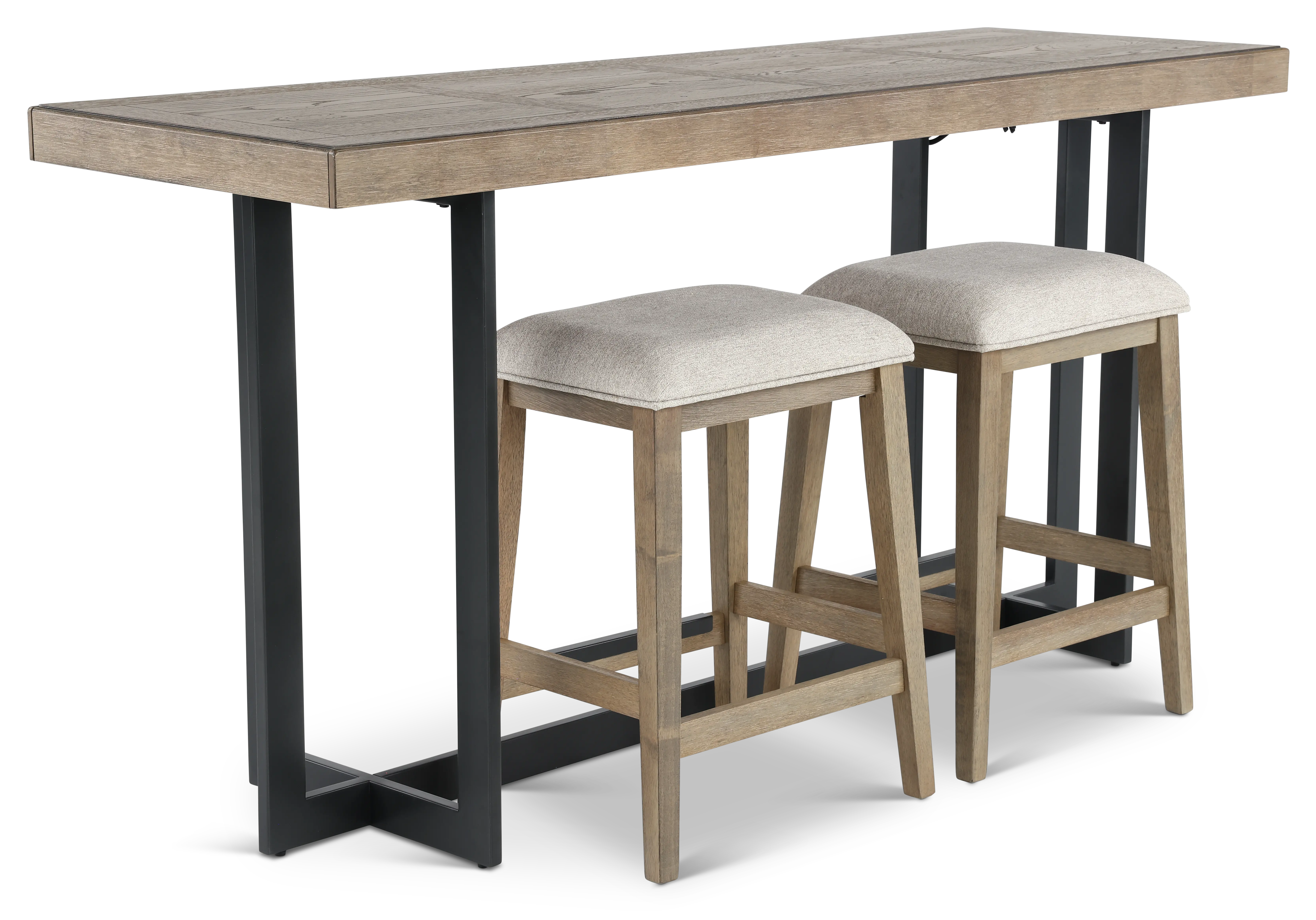Eden Brown and Black Sofa Table with Upholstered Stools-4