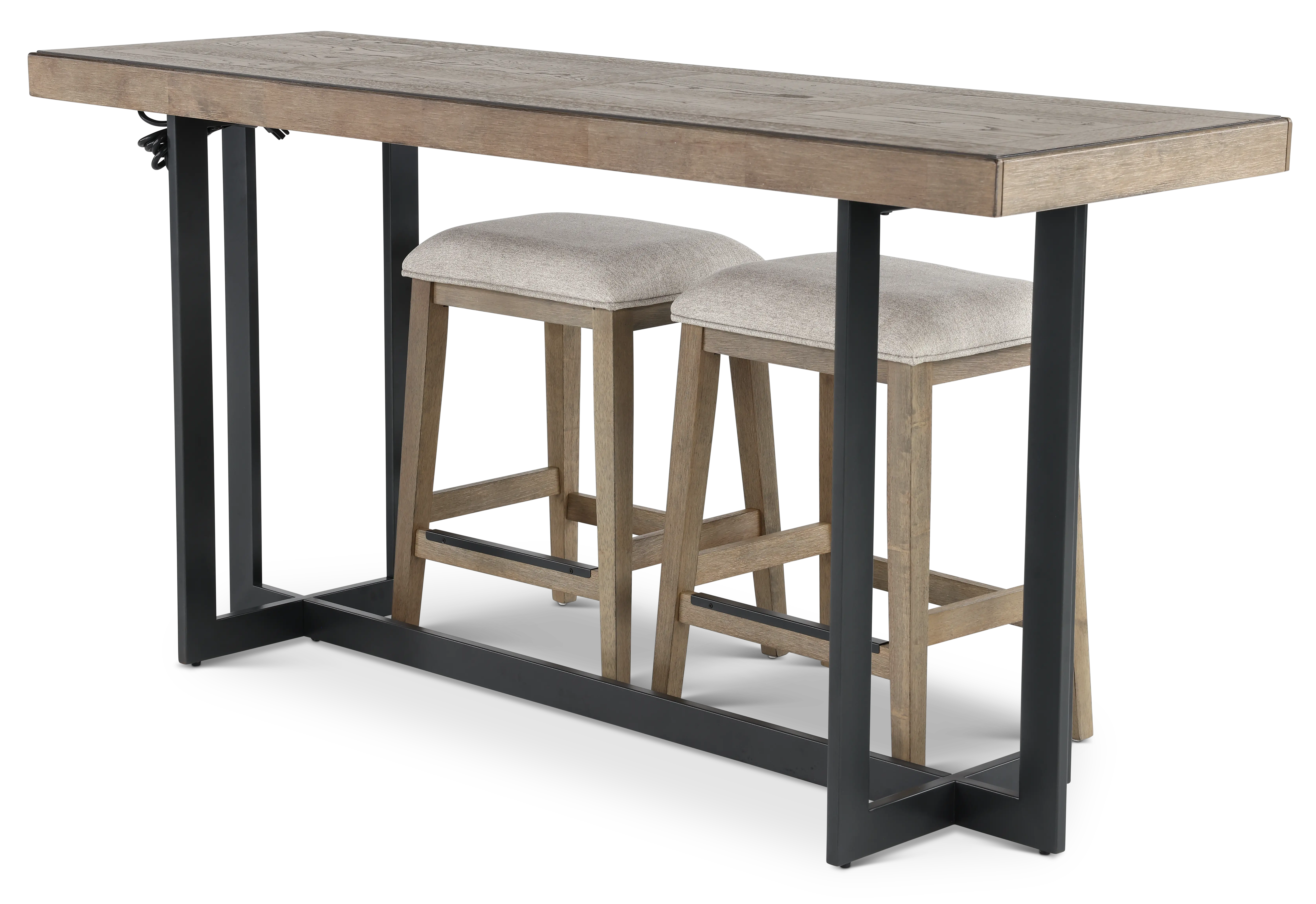 Eden Brown and Black Sofa Table with Upholstered Stools-5
