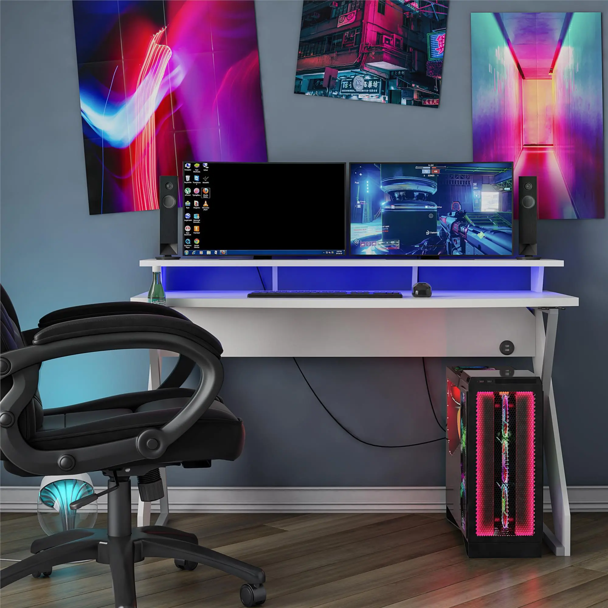 White Gaming Desk with Riser - Xtreme-1