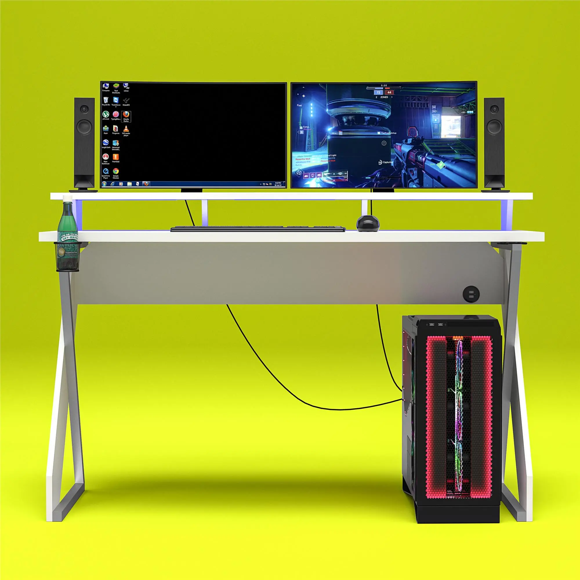 White Gaming Desk with Riser - Xtreme-2