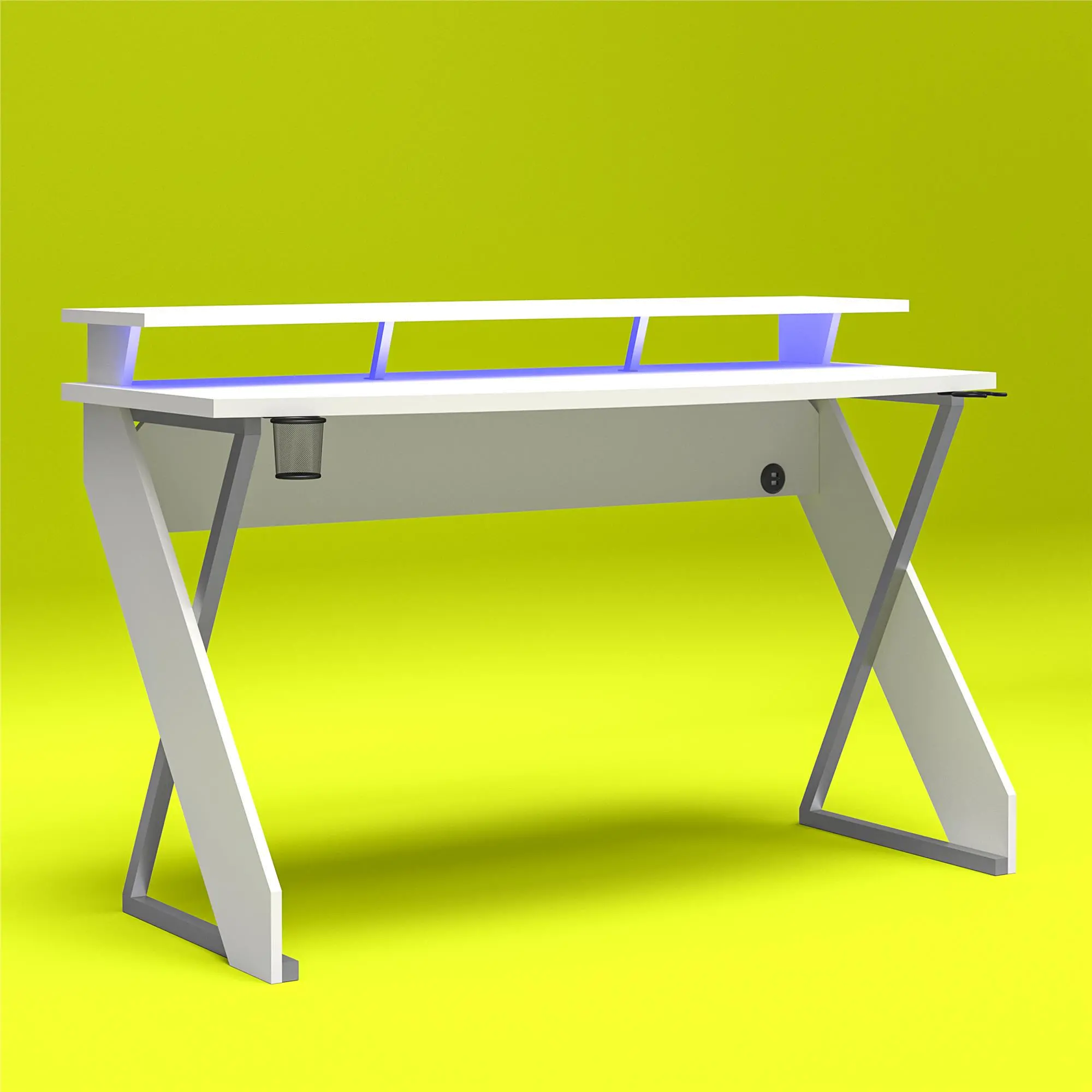 White Gaming Desk with Riser - Xtreme-4