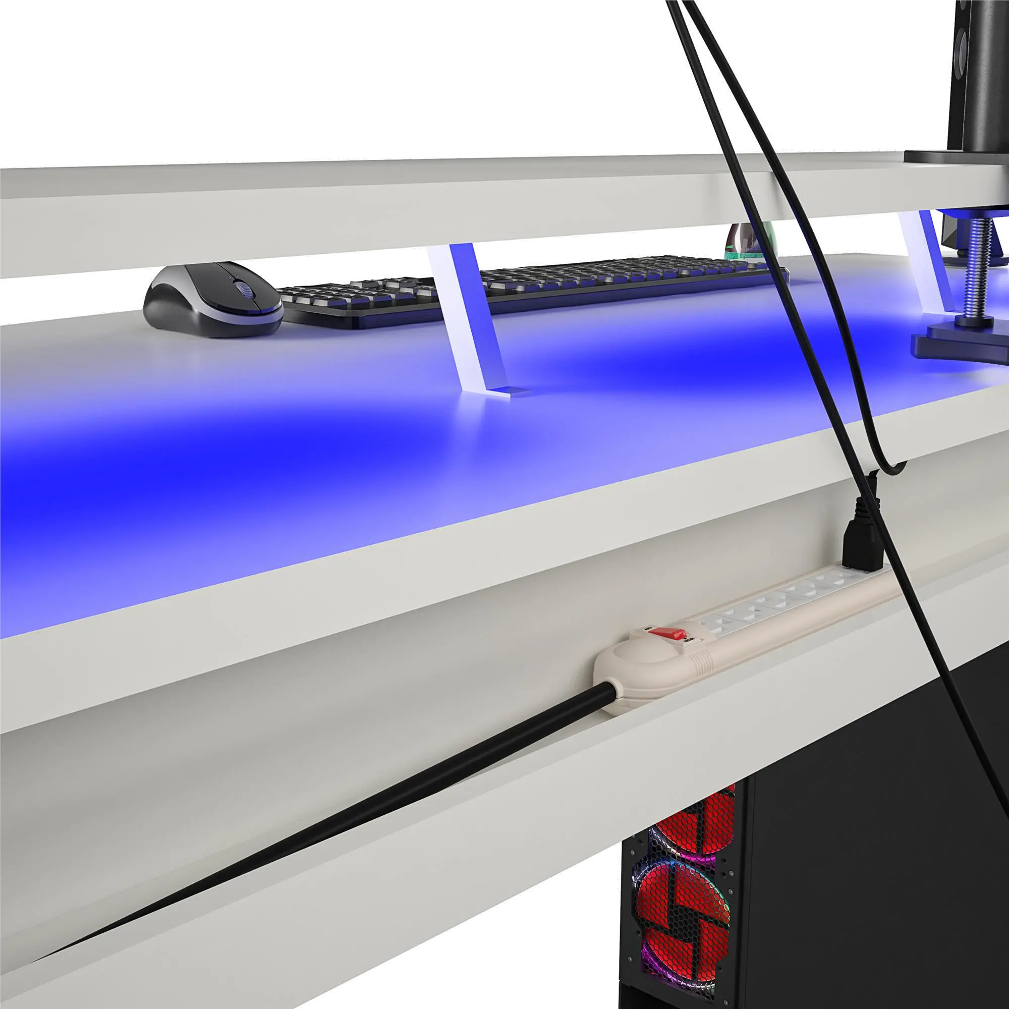 White Gaming Desk with Riser - Xtreme-5