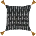 Black, Aqua and Gold Throw Pillow with Tassels