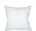 Contemporary Studded White Leather Throw Pillow