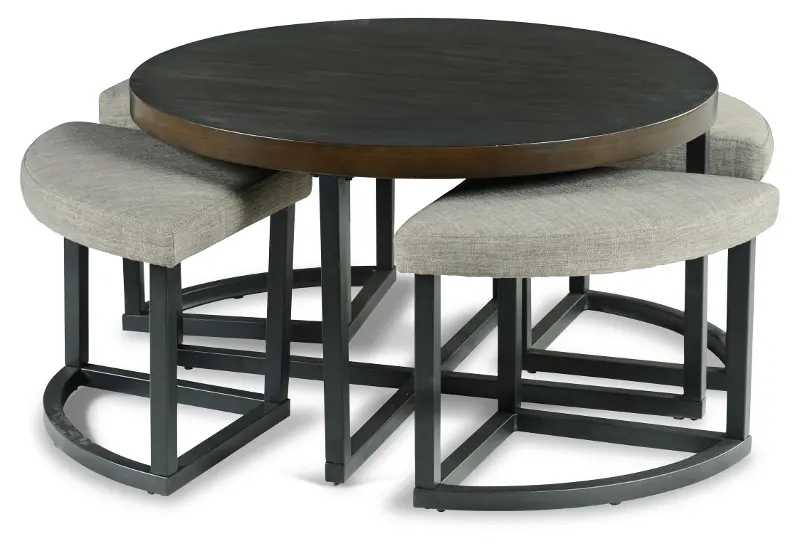 Yukon Brown and Gray Coffee Table and Stools