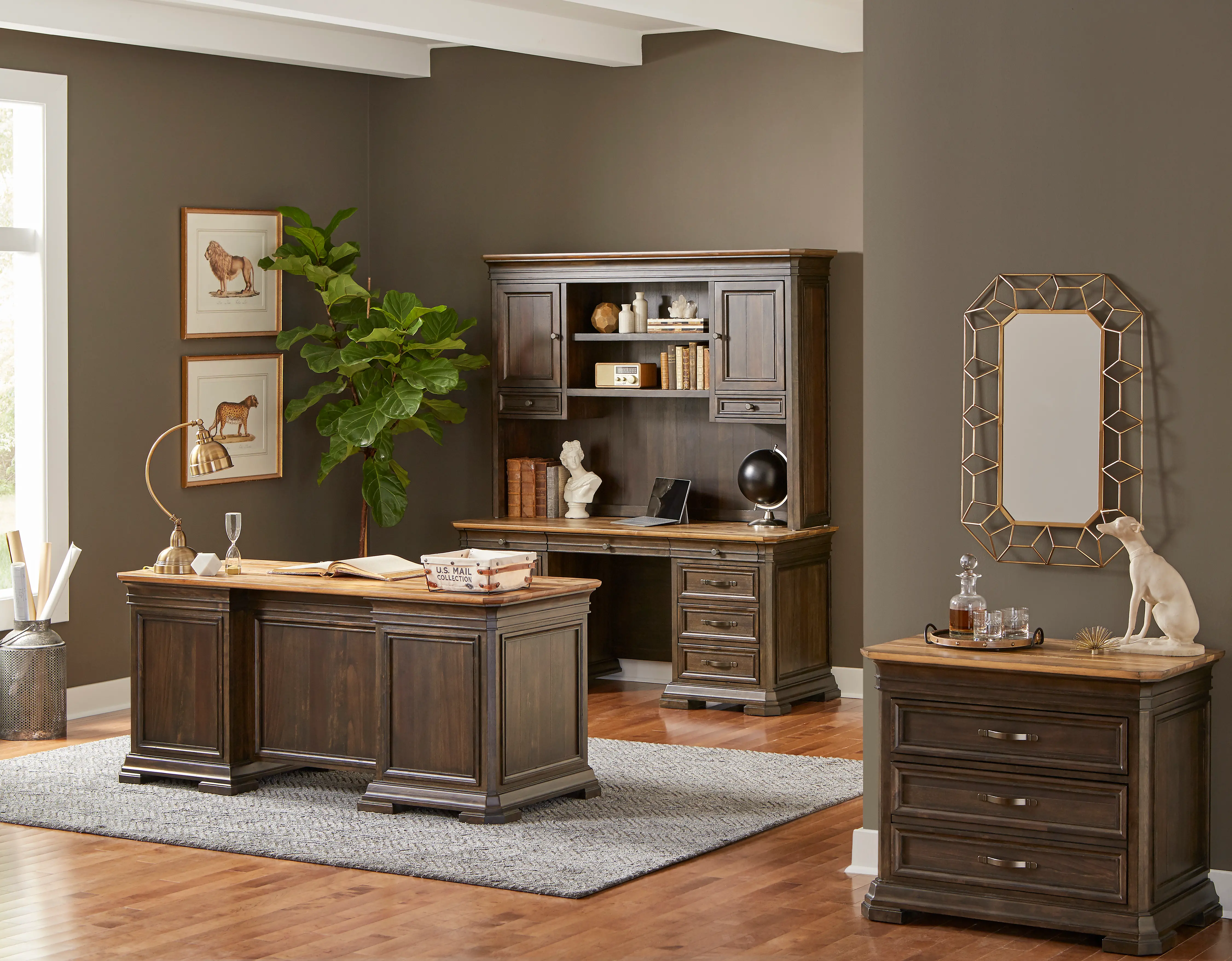 Sonoma Brown Double Pedestal Desk-2