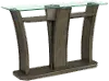 Dapper Gray Pedestal Console Table with Glass Top