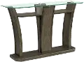 Dapper Gray Pedestal Console Table with Glass Top