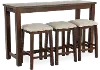 Jax Dark Brown Console Table with 3 Stools