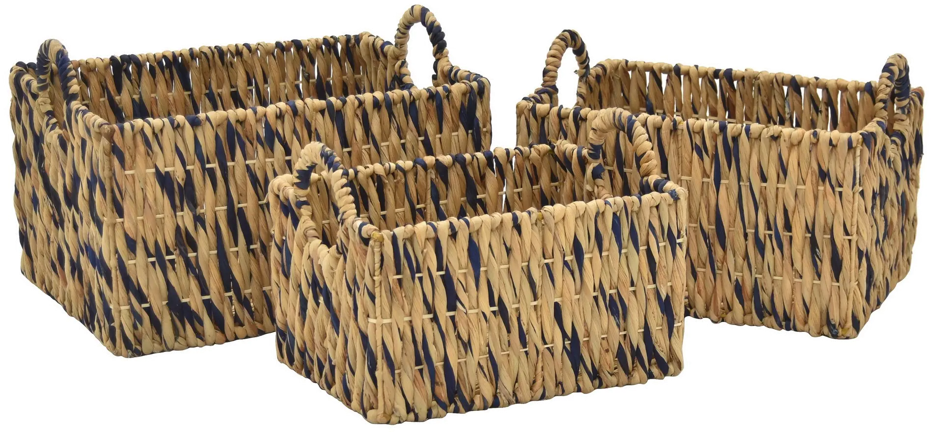 Antoinette 15 Inch Medium Brown and Black Water Hyacinth Basket-1