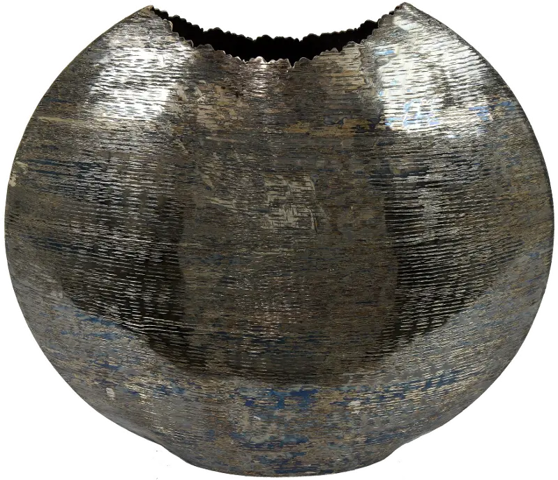 Medium Soft Gold and Cobalt Blue Metal Vase