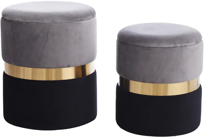 Daryman Gray and Black Ottoman