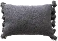 DF3616/LUMBAR-PILLOW Cotton Lumbar Black Pillow With Tassels