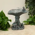 Resin Birdbath With Fishing Frog