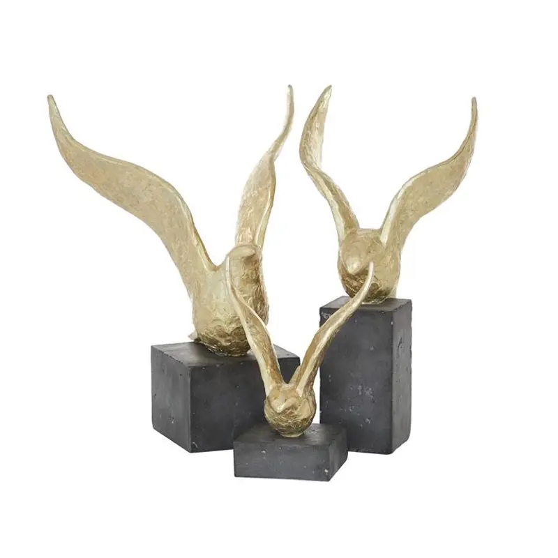 Small Black and Gold Bird Sculpture