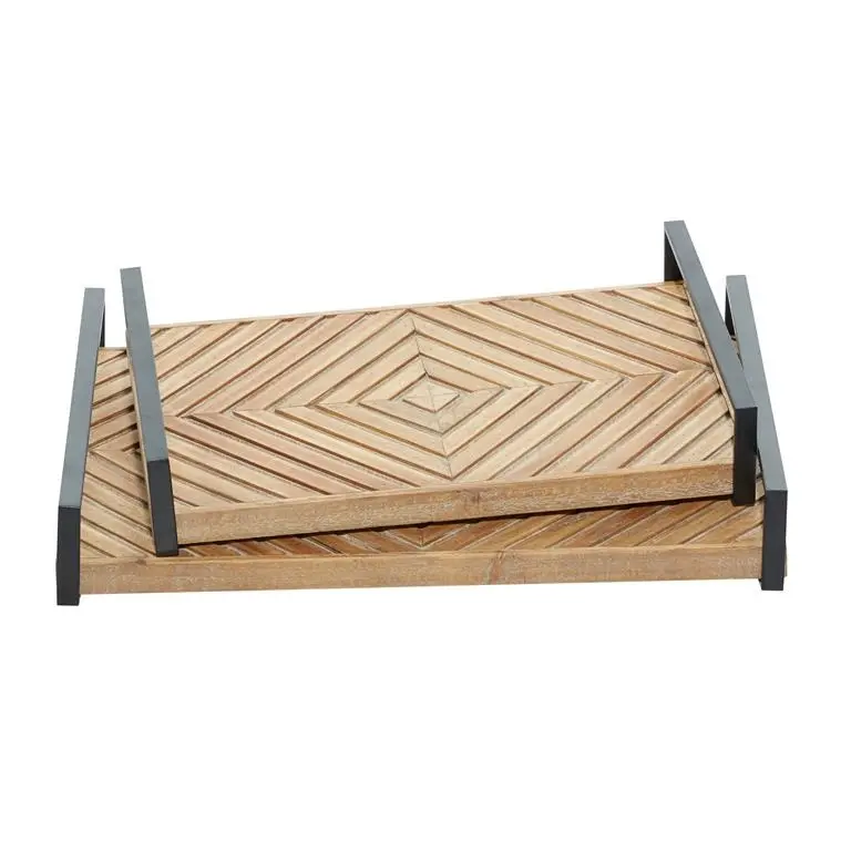 Elora 16 Metal and Wood Tray-1