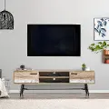Aurora Mid-Century Modern 71 Warm Beige TV Bench