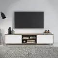 Hollywood Modern 71 White and Brown Wood Grain TV Stand with Doors