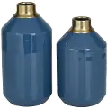 10 Marine Blue Metal Vase