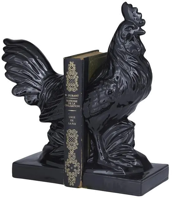 Set of 2 11 Black Chicken Bookends-1