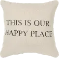 Script Neutral Happy Place Accent Pillow