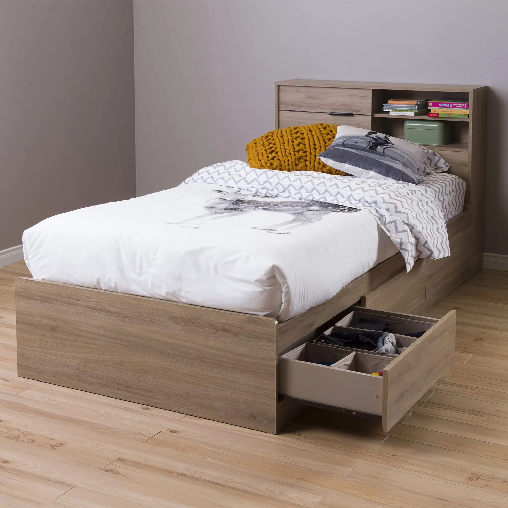 12508 Fynn Brown Twin Bed and Headboard Set - South Shore-2