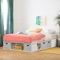 13072 White Queen Platform Bed with Storage and Baskets - South Shore