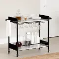 13447 City Life Black and Faux Carrara Marble Bar Cart - South Shore