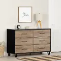 13480 Arlen Weathered Oak and Matte Black 6 Drawer Dresser - South Shore