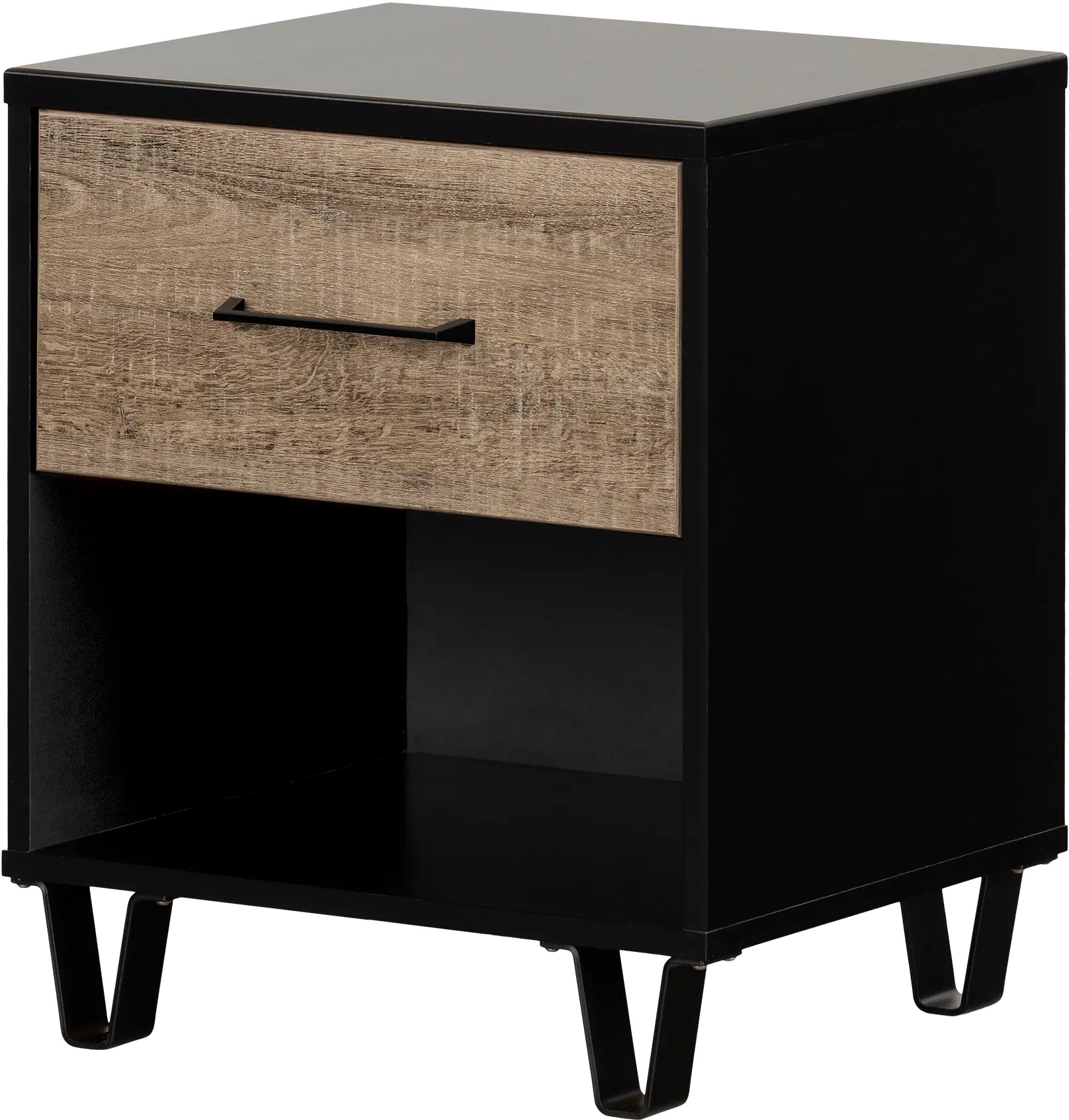 13482 Arlene Weathered Oak and Matte Black Nightstand - South Shore-7