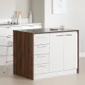 13541 Myro Natural White and Walnut Kitchen Island - South Shore