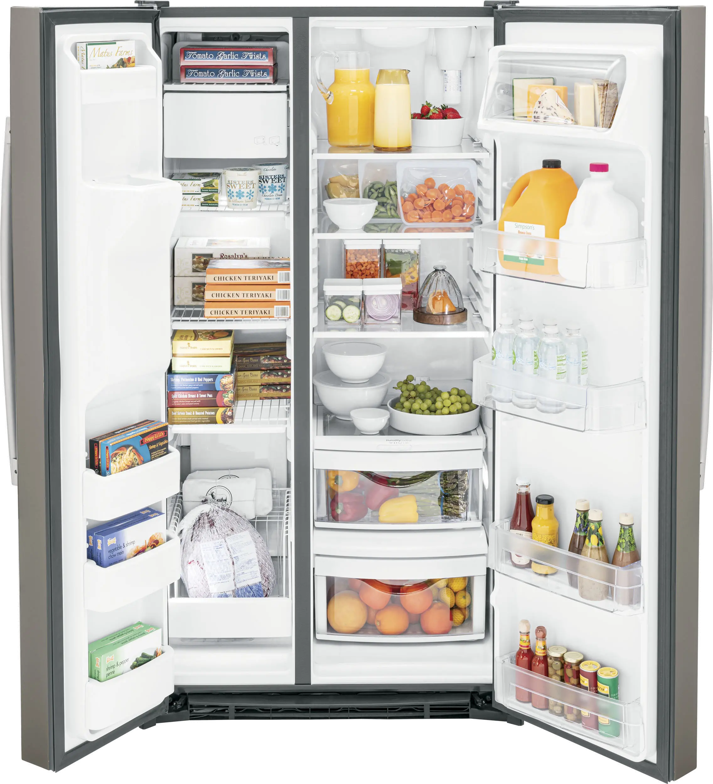 GSS25GMPES GE 25.1 cu ft Side by Side Refrigerator - Slate-1