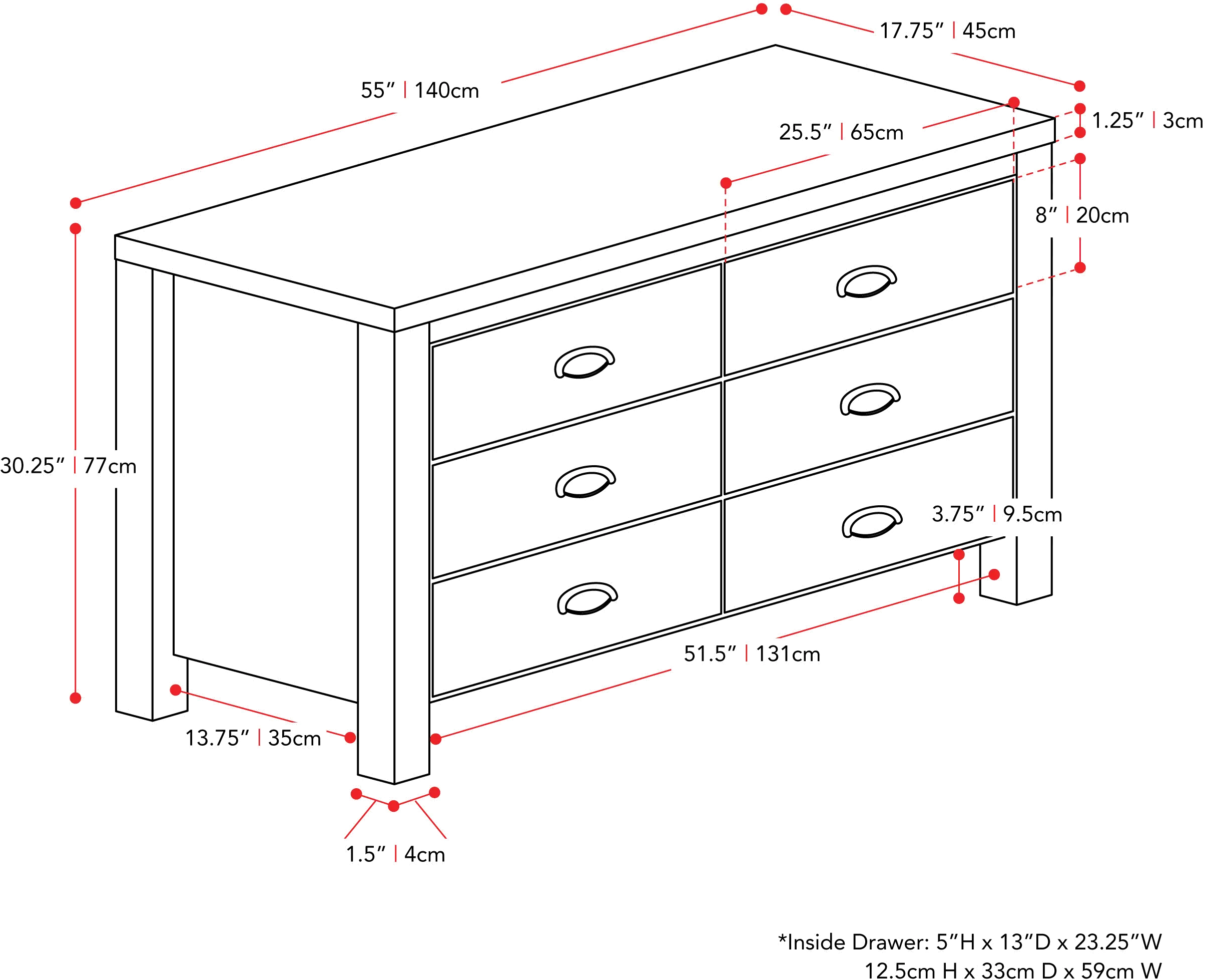 Boston Contemporary Black Six Drawer Dresser-8