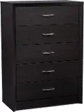 Newport Contemporary Black Five Drawer Tall Dresser