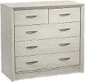 Newport Contemporary White Washed Oak Five Drawer Dresser