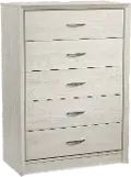 Newport Contemporary White Washed Oak Five Drawer Tall Dresser